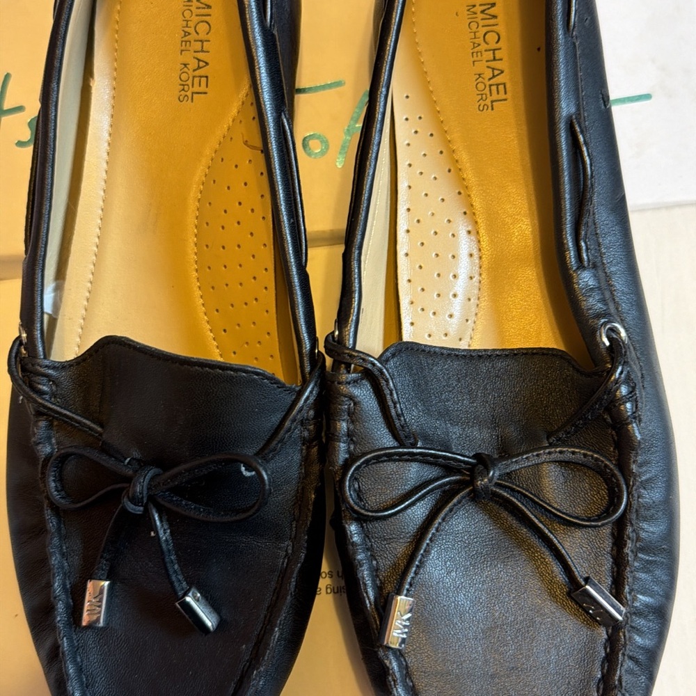Michael Kors Black Leather Bow Loafers
